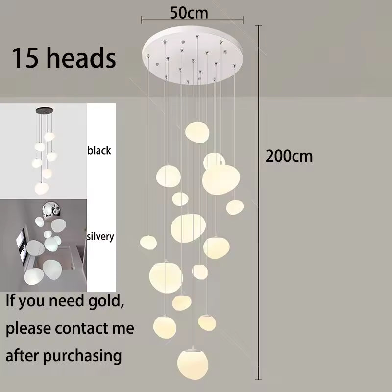 Suspension cascade LED — cage d'escalier et grande hauteur