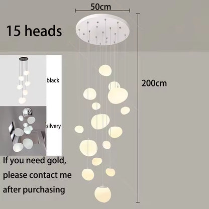 Suspension cascade LED — cage d'escalier et grande hauteur