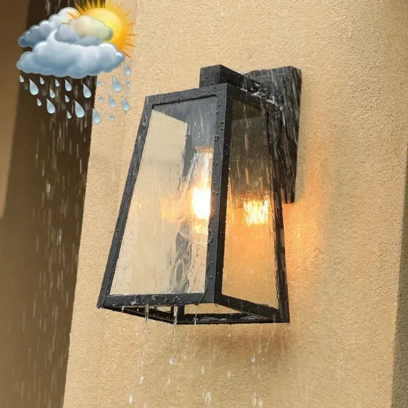 Trapezoid Outdoor Wall Lantern | Matte Black Metal Porch Light, Acrylic or Glass, IP65 – view 5