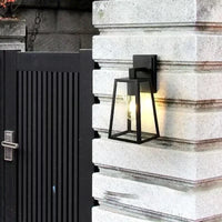 Trapezoid Outdoor Wall Lantern | Matte Black Metal Porch Light, Acrylic or Glass, IP65 – view 2
