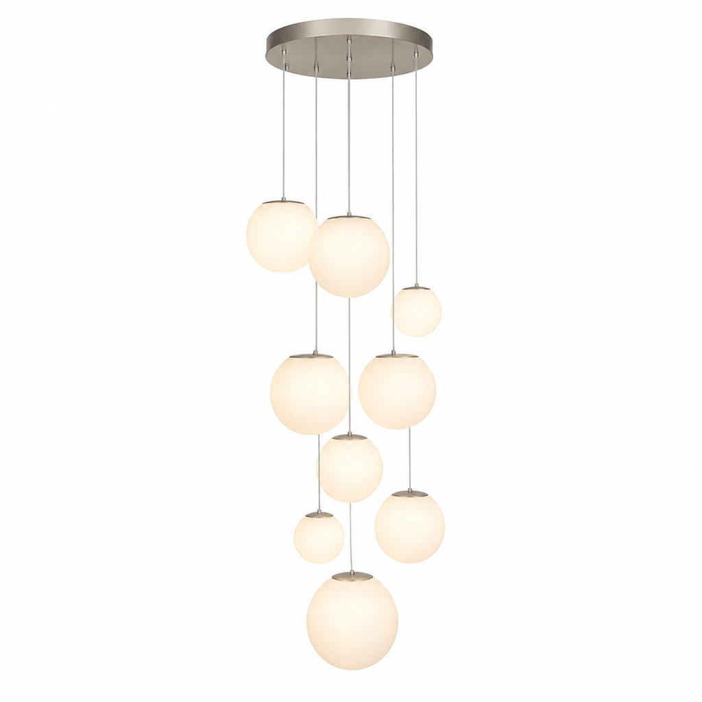 Suspension cascade LED — cage d'escalier et grande hauteur