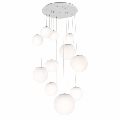 Suspension cascade LED — cage d'escalier et grande hauteur