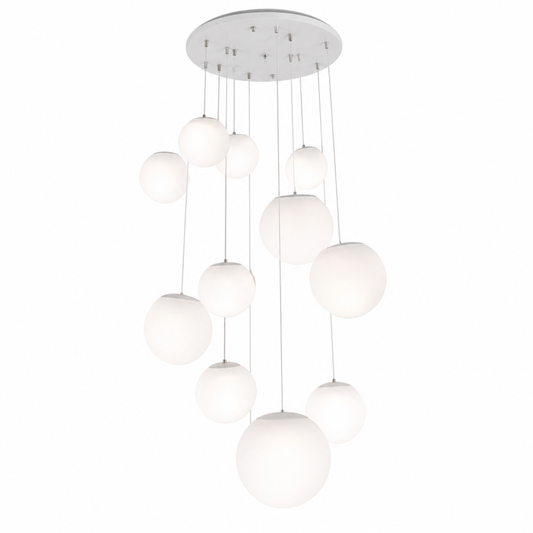Suspension cascade LED — cage d'escalier et grande hauteur