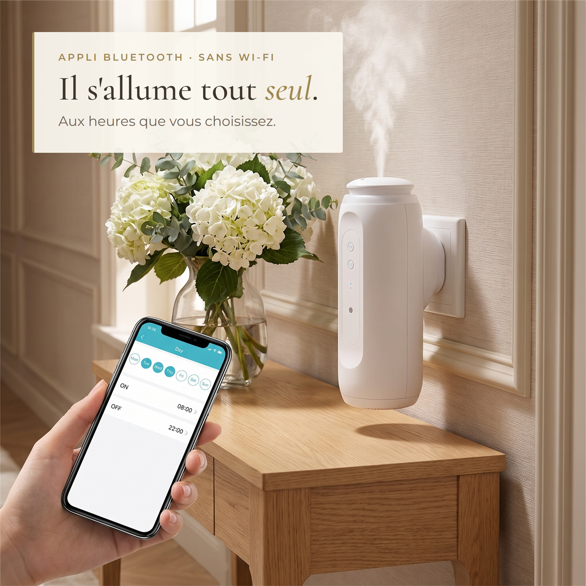 Turns on by itself at the times you choose, Bluetooth app