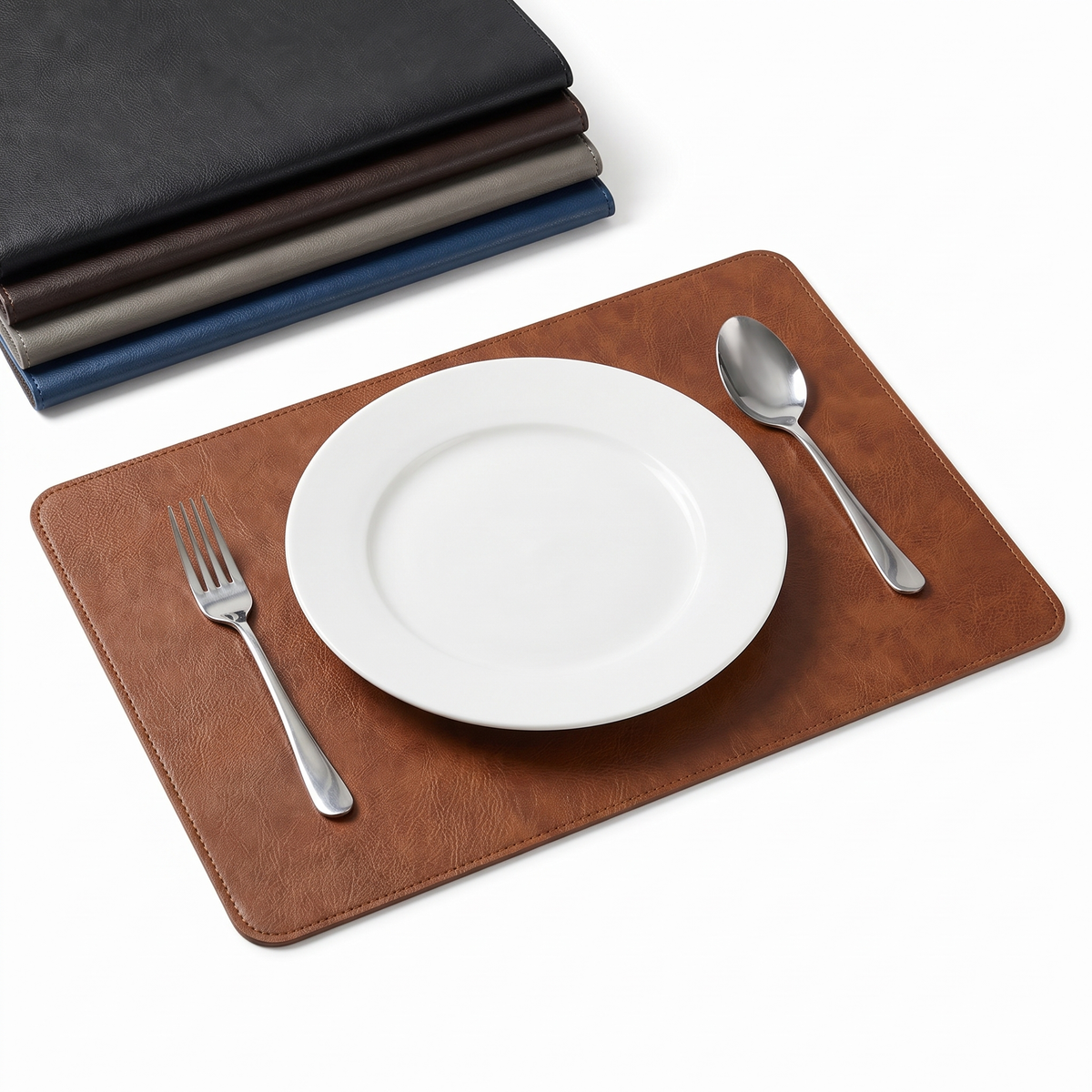Cowhide-pattern faux leather placemats, set of 4 – view 5