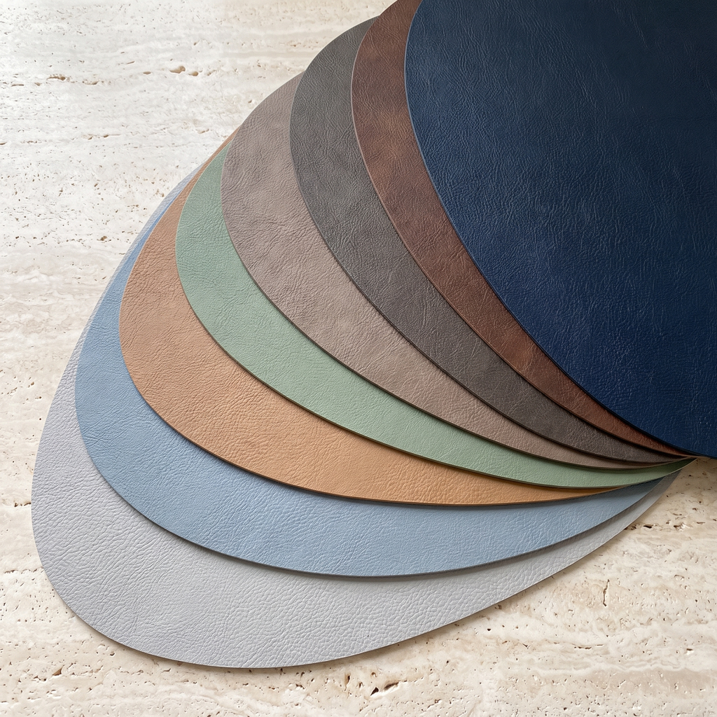 Teardrop two-tone faux leather placemats, set of 4 – view 13