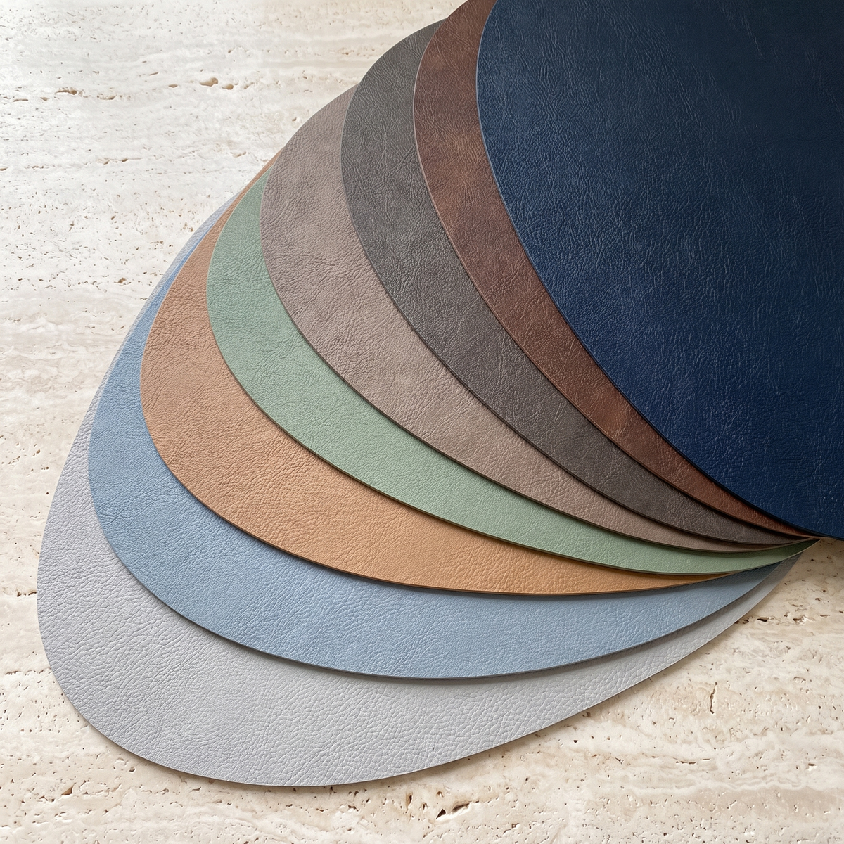 Teardrop two-tone faux leather placemats, set of 4 – view 13
