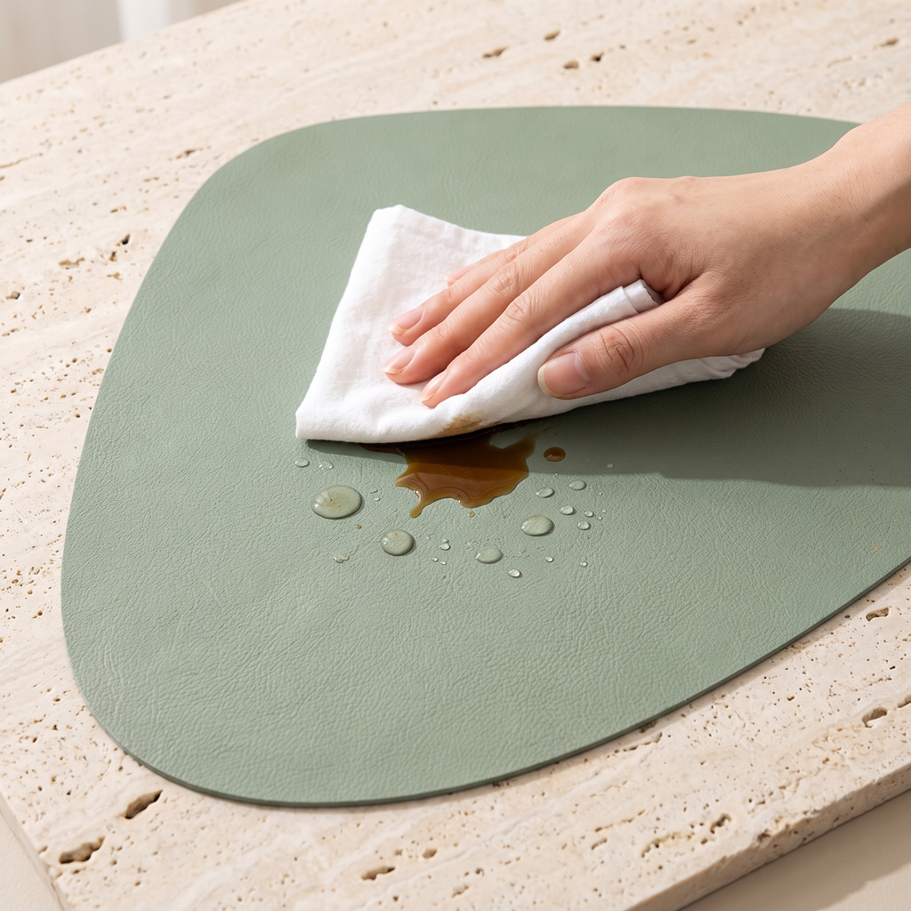 Teardrop two-tone faux leather placemats, set of 4 – view 14
