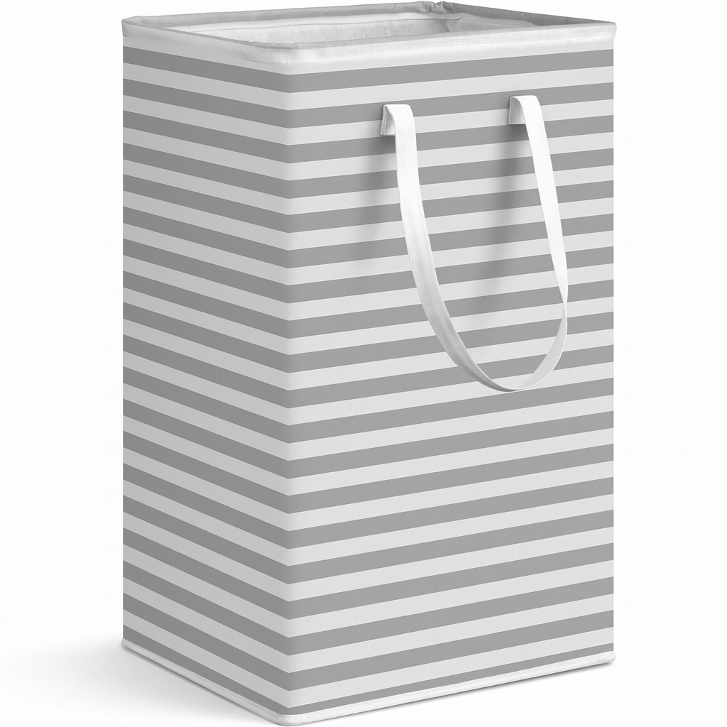Folding 75L fabric laundry hamper with handles – view 7