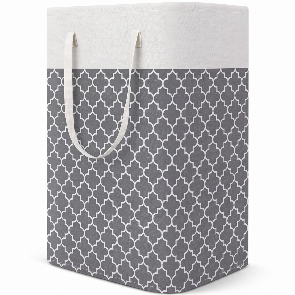 Folding 75L fabric laundry hamper with handles – view 6