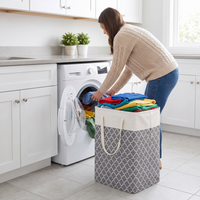 Folding 75L fabric laundry hamper with handles – view 12