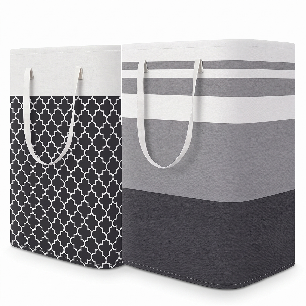 Folding 75L fabric laundry hamper with handles – view 10