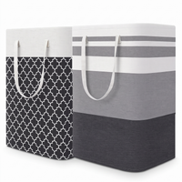 Folding 75L fabric laundry hamper with handles – view 10