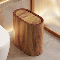 12L slim oval press-lid waste bin, marble and wood-grain finishes – view 6
