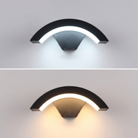 Curved Outdoor Wall Light | IP65 Black Aluminium LED Porch & Garden Lamp – view 4