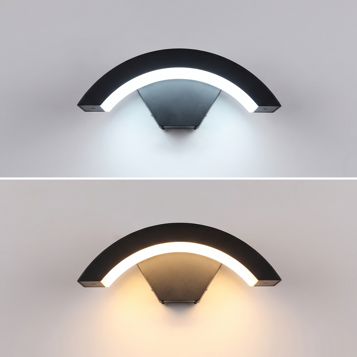 Curved Outdoor Wall Light | IP65 Black Aluminium LED Porch & Garden Lamp – view 4
