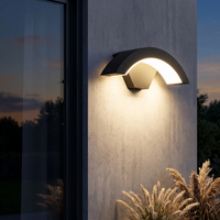Curved Outdoor Wall Light | IP65 Black Aluminium LED Porch & Garden Lamp – view 3
