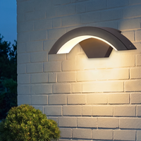 Curved Outdoor Wall Light | IP65 Black Aluminium LED Porch & Garden Lamp – view 2