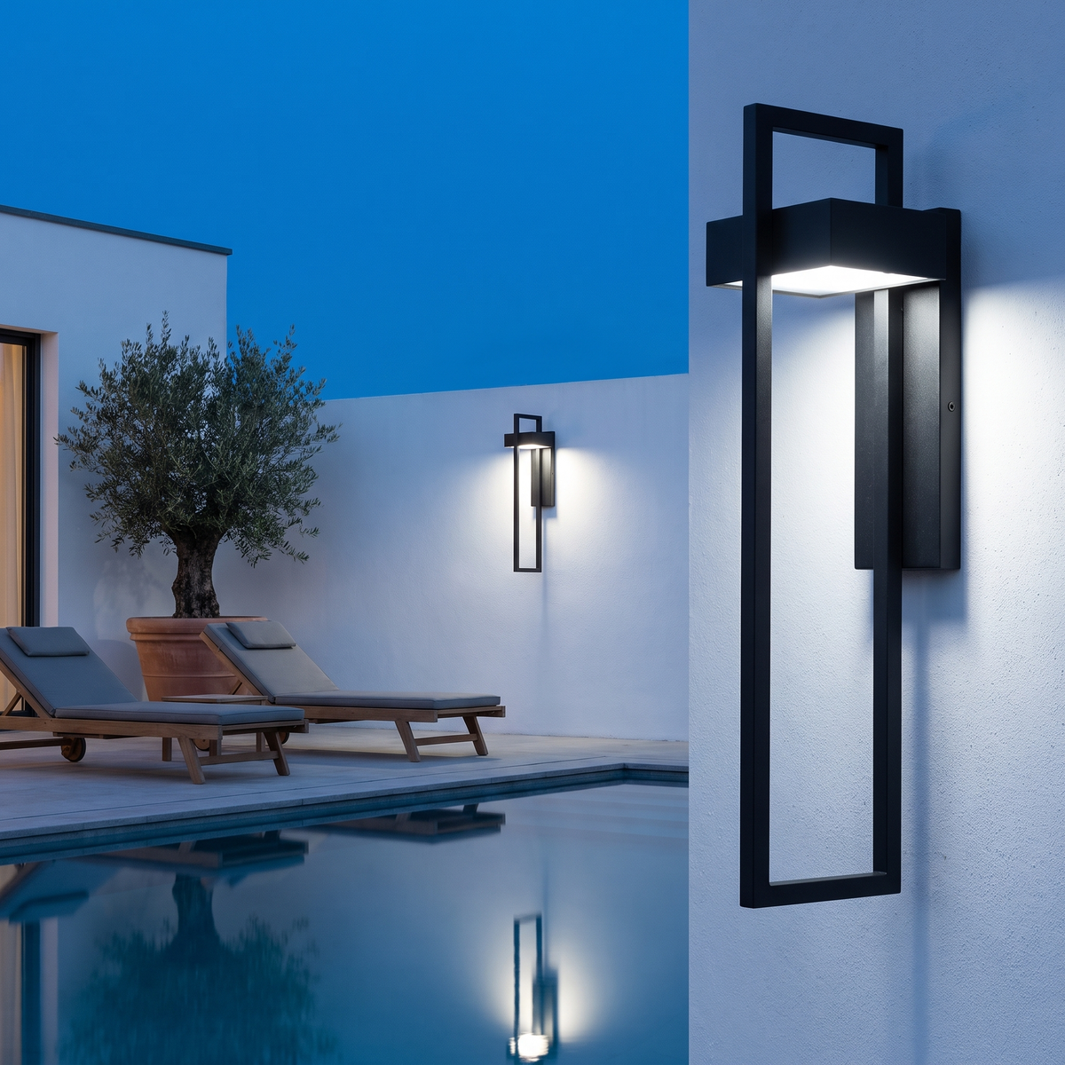 Rectangular Outdoor LED Wall Light Black Frame – view 11