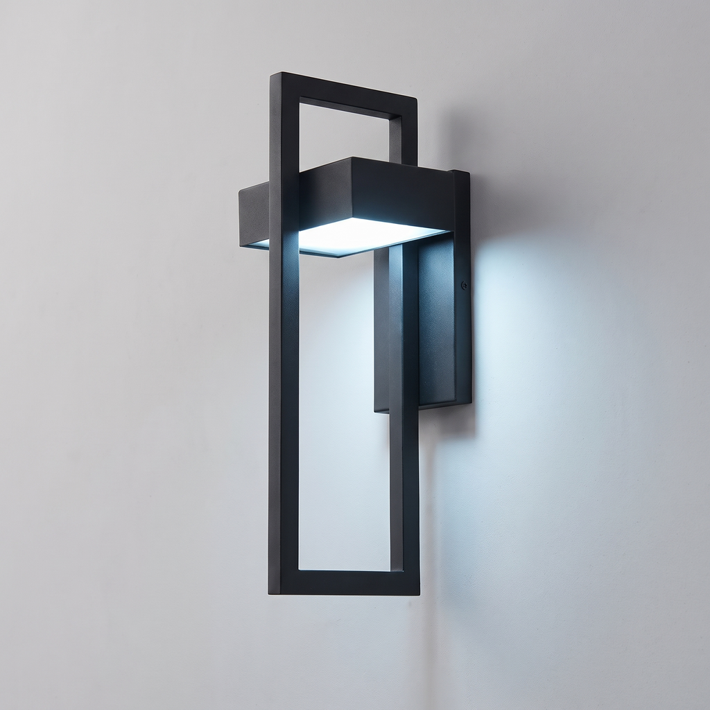 Rectangular Outdoor LED Wall Light Black Frame – view 10