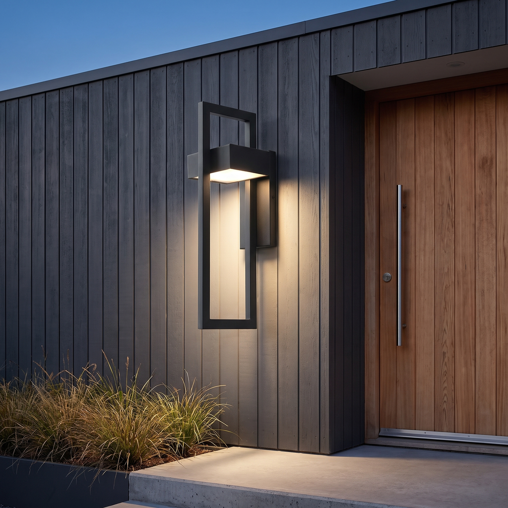 Rectangular Outdoor LED Wall Light Black Frame – view 8