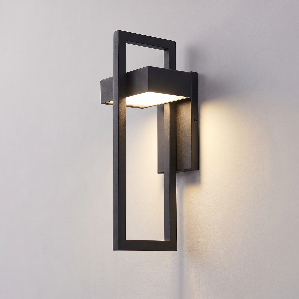 Rectangular Outdoor LED Wall Light Black Frame – view 9