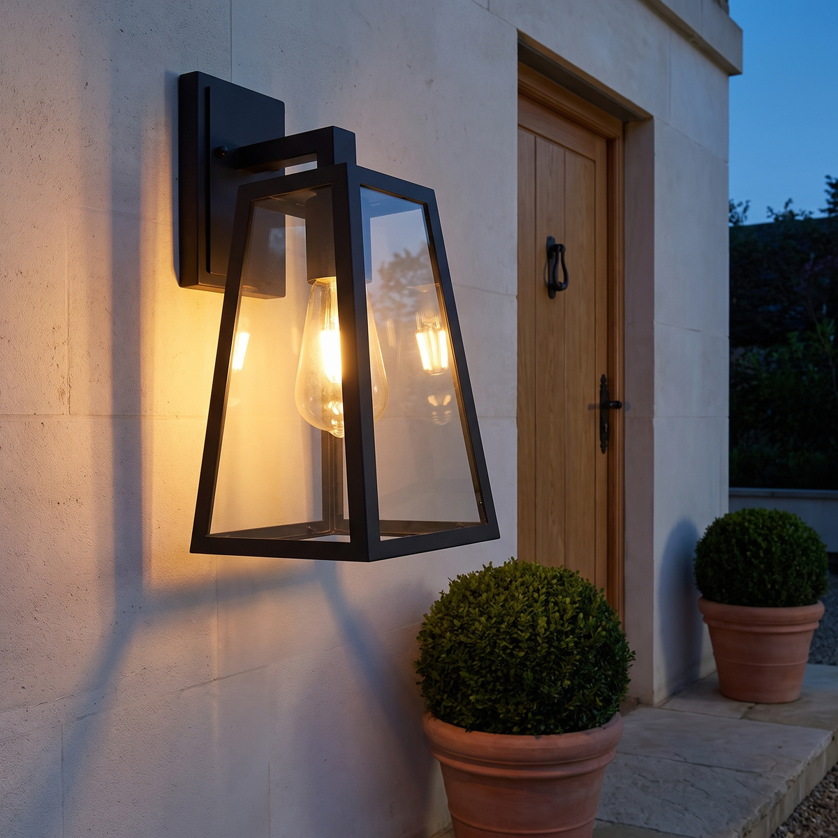 Trapezoid Outdoor Wall Lantern Matte Black – view 7