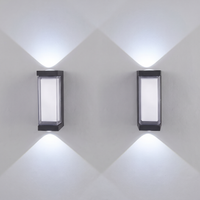 Up & Down Outdoor Wall Light | Black LED Sconce, Square or Round, 17.5 cm – set of 2 – Square · Cold White