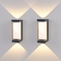 Up & Down Outdoor Wall Light | Black LED Sconce, Square or Round, 17.5 cm – set of 2 – Square · Warm White