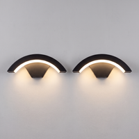 Curved Outdoor Wall Light | IP65 Black Aluminium LED Porch & Garden Lamp – set of 2 – Warm White