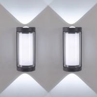 Up & Down Outdoor Wall Light | Black LED Sconce, Square or Round, 17.5 cm – set of 2 – Round · Cold White
