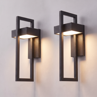 Rectangular Outdoor Wall Light | Black Aluminium LED Frame Lamp, 35 or 42 cm – set of 2 – Warm White