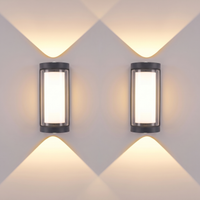 Up & Down Outdoor Wall Light | Black LED Sconce, Square or Round, 17.5 cm – set of 2 – Round · Warm White