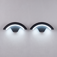 Curved Outdoor Wall Light | IP65 Black Aluminium LED Porch & Garden Lamp – set of 2 – Cool White