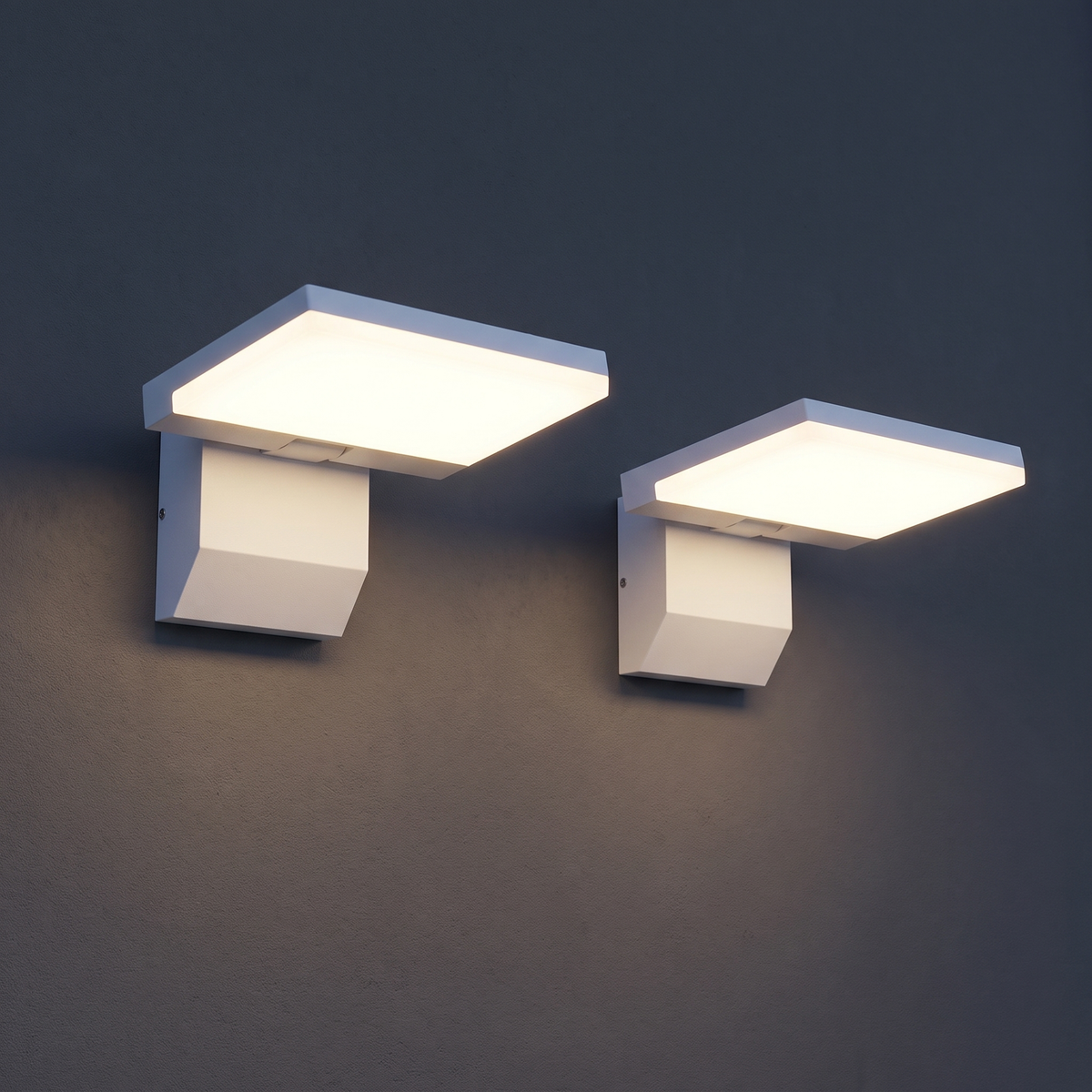Set of 2 white outdoor LED wall lights without sensor