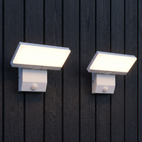 Set of 2 white outdoor LED wall lights with motion sensor