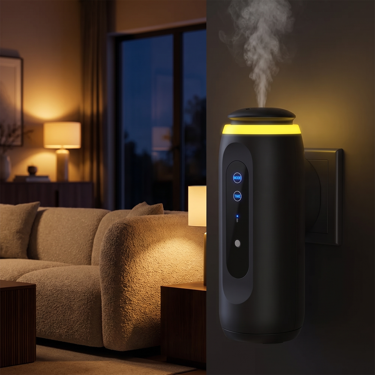 Plug-In Waterless Diffuser with Bluetooth App, Cold Air Scent Diffuser for Essential Oils, White or Black, Night Light – view 2