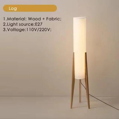 Lampadaire bois massif — Abat-Jour Lin, Style Nordique