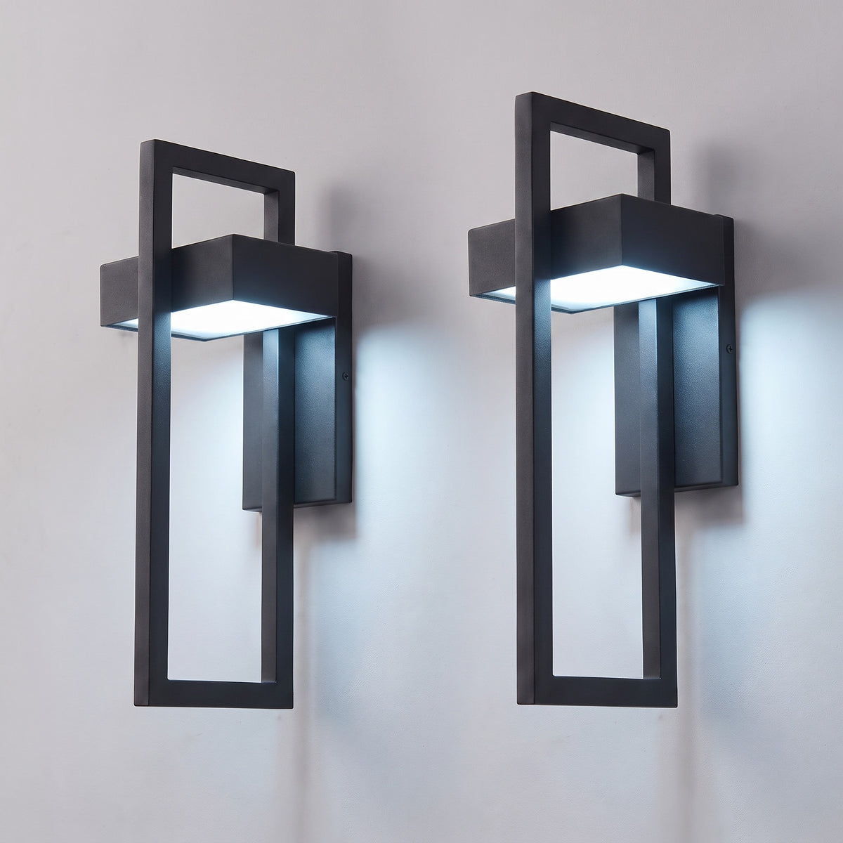 Rectangular Outdoor Wall Light - set of 2 - Cold White
