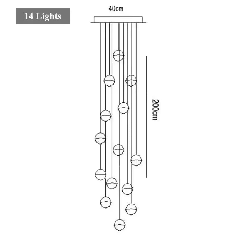 Lustre cascade cristal — cage d'escalier et double hauteur