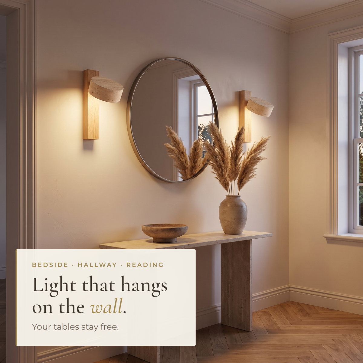 Wall light for bedside, hallway or reading corner